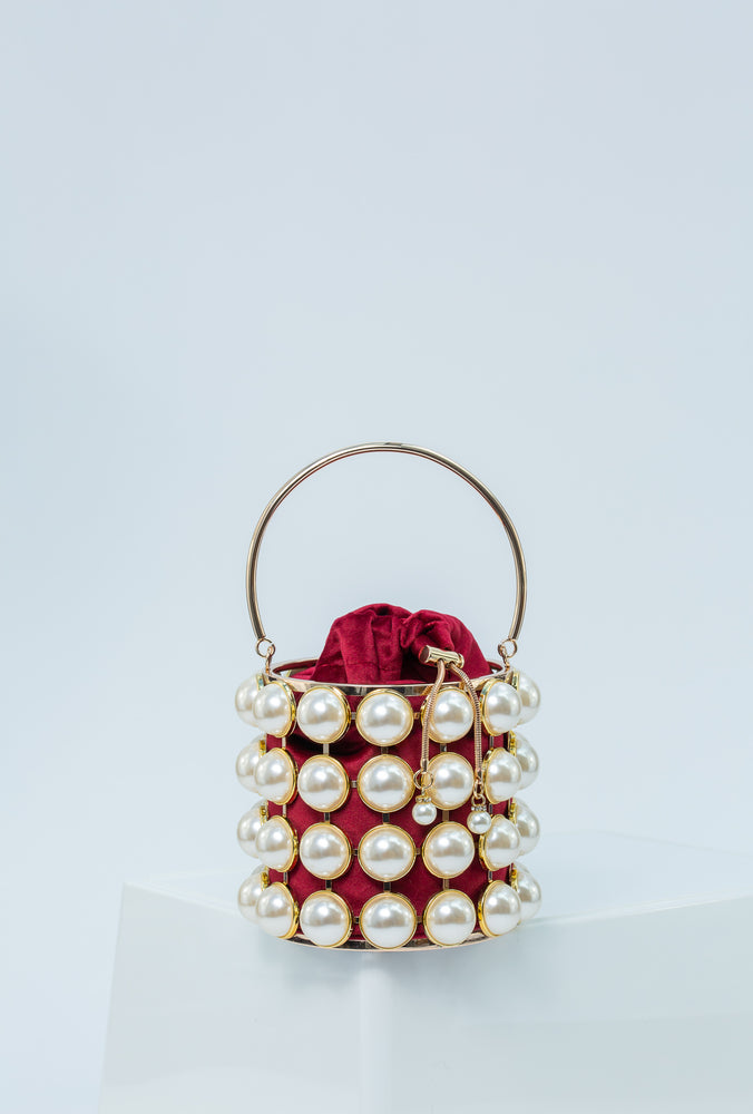 Mother of Pearl Clutch In Burgundy