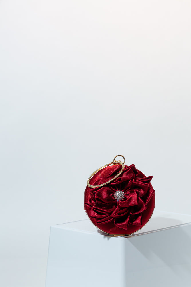 Lucy Floral Clutch In Red