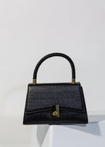 Dahlia Handbag With Woven Handle In Black
