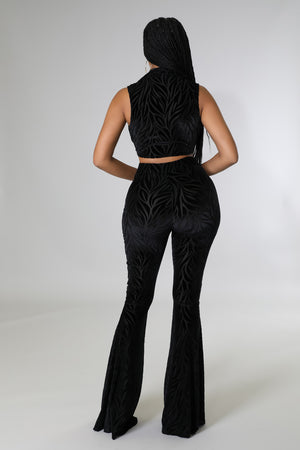 Black Patterned 2-Piece Trouser Set
