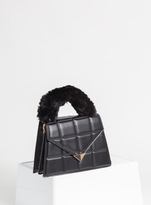 Nelly Structured Bag With Faux Fur Handle