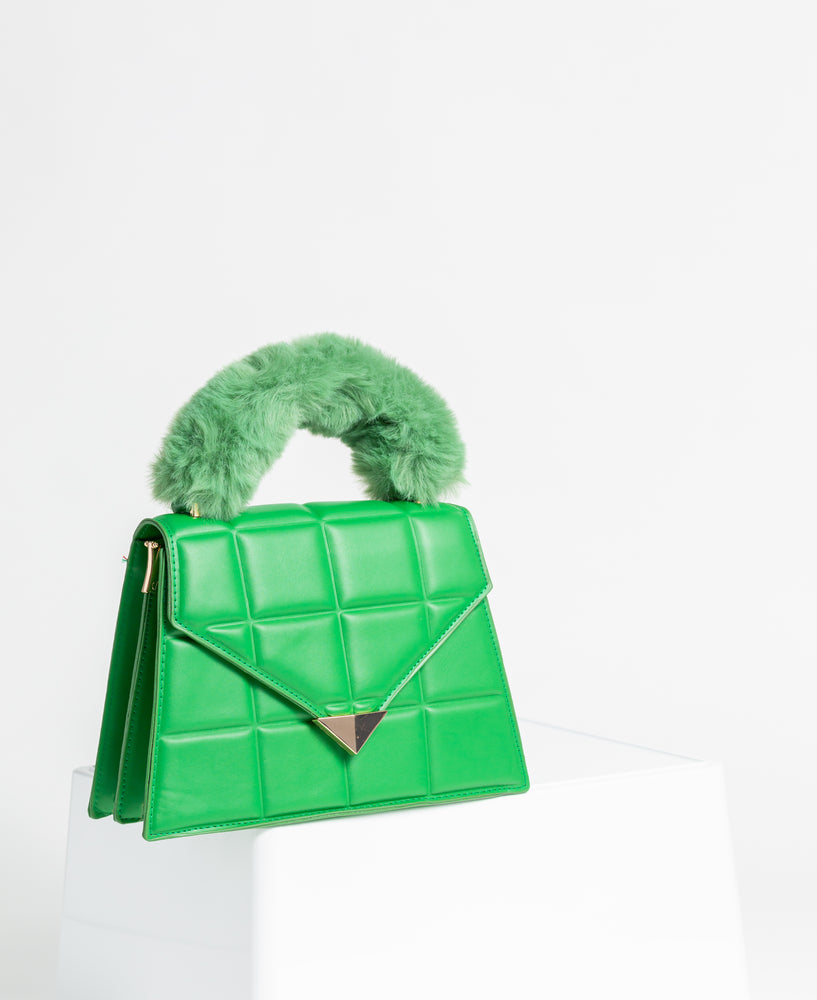 Nelly Structured Bag With Faux Fur Handle