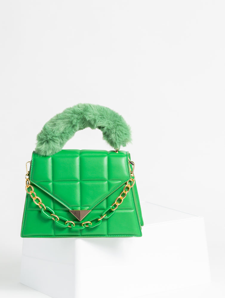 
            
                Load image into Gallery viewer, Nelly Structured Bag With Faux Fur Handle
            
        
