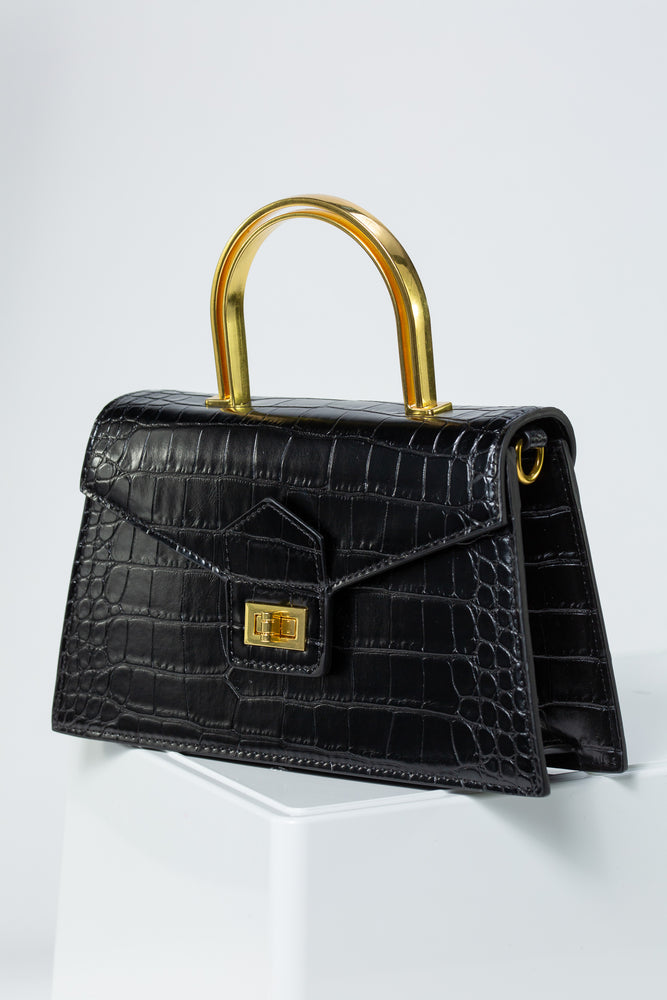 Mila Handbag With Double Arch Handle In Black