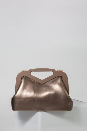 Savannah Pleated Shoulder Bag In Metallic Coffee