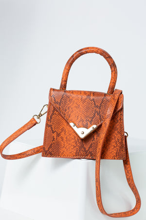 Skylar Snakeskin Print Mini Bag in Orange