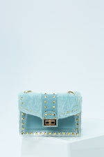 Harper Faux Fur Mini Handbag In Blue
