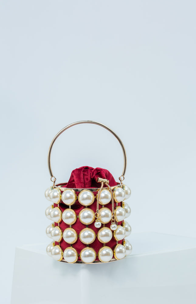 Mother of Pearl Clutch In Burgundy