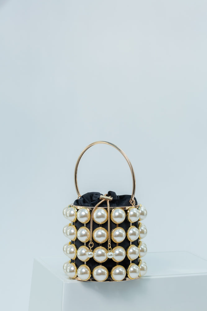 Mother of Pearl Clutch In Black