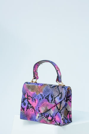 Ivorian Snakeskin Print Bag In Purple/Pink