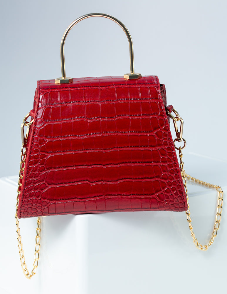 Jojo Bag with Gold Arch Handle In Red