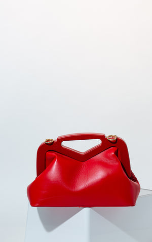 Savannah Pleated Shoulder Bag In Red